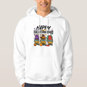HalloThanksMas Halloween Thanksgiving Christmas Sc Hoodie