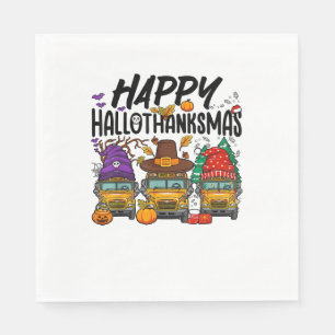 HalloThanksMas Halloween Thanksgiving Christmas Sc Napkin