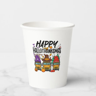 HalloThanksMas Halloween Thanksgiving Christmas Sc Paper Cups