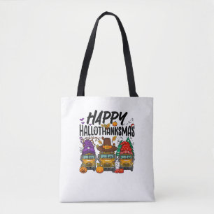 HalloThanksMas Halloween Thanksgiving Christmas Sc Tote Bag