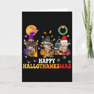 Hallothanksmas Highland Cow Halloween Christmas Th Card