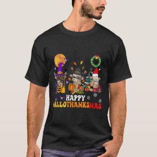 Hallothanksmas Highland Cow Halloween Christmas Th T-Shirt