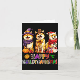 Hallothanksmas Shiba Dogs Halloween Christmas Pump Card