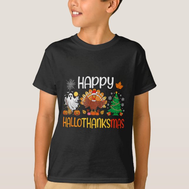 Hallothanksmas Shirt Funny Halloween Thanksgiving  (Front)