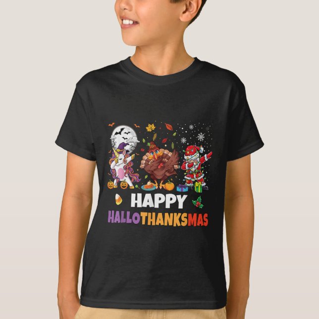 Hallothanksmas Shirt Kids Women Men Halloween Chri (Front)