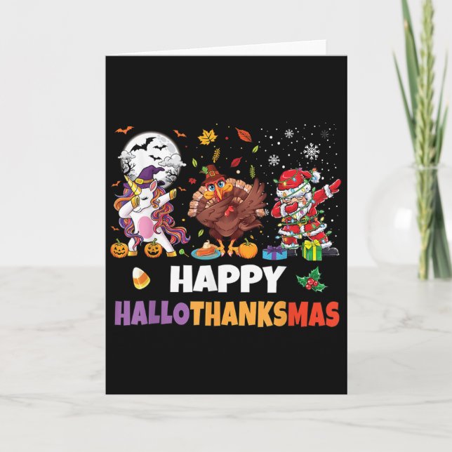 Hallothanksmas Shirt Kids Women Men Halloween Chri Card (Front)