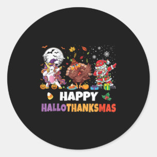 Hallothanksmas Shirt Kids Women Men Halloween Chri Classic Round Sticker