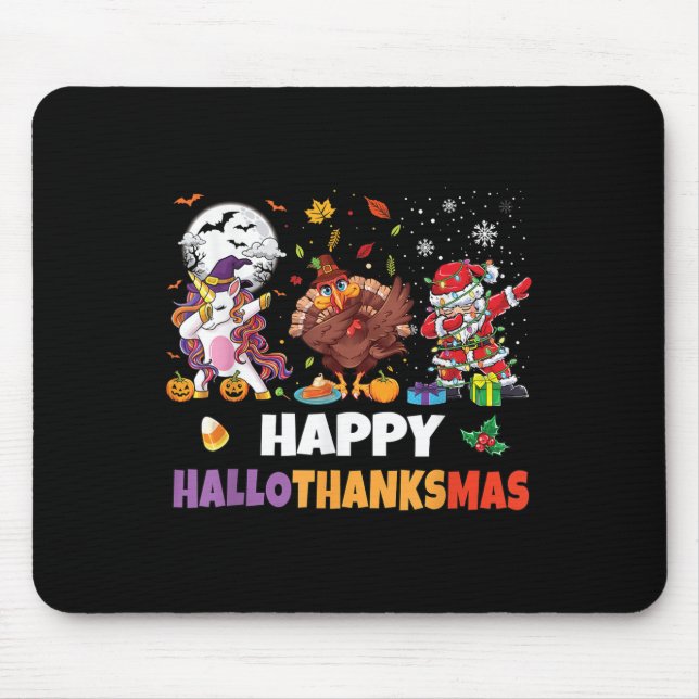 Hallothanksmas Shirt Kids Women Men Halloween Chri Mouse Mat (Front)