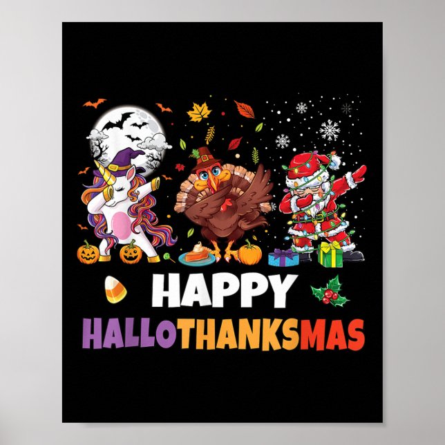 Hallothanksmas Shirt Kids Women Men Halloween Chri Poster (Front)