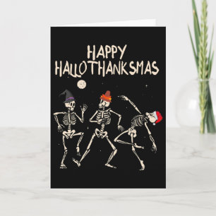 Hallothanksmas Skeleton Christmas Halloween Thanks Card