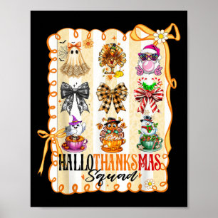 Hallothanksmas Squad Coquette Bow Halloween Thanks Poster