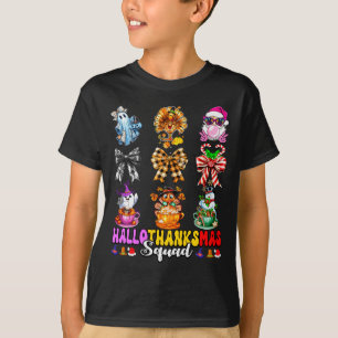 Hallothanksmas Squad Funny Halloween Thanksgiving  T-Shirt