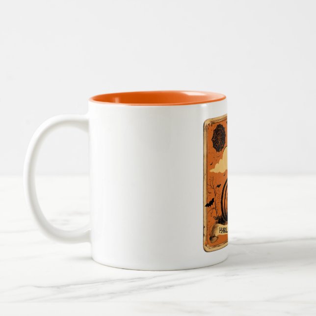 "Halloven" Vintage pumpkin Two-Tone Coffee Mug (Left)
