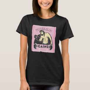 Hallowed Be Thy Gains Muscle Jesus Weight Lifting T-Shirt