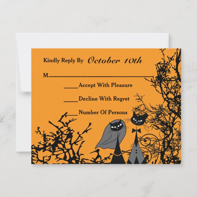 Hallowedding Cats Wedding RSVP Card (Front)