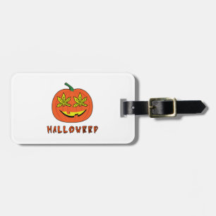 Halloweed Funny Hippie Pumpkin Halloween Luggage Tag