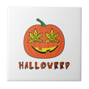Halloweed Funny Hippie Pumpkin Halloween Tile