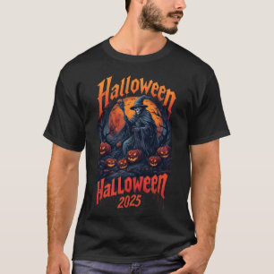 Halloween2025 wizard standing among jack-o'-lanten T-Shirt