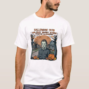Halloween 1978 Holiday Spooky Myers Pumpkin Haddon T-Shirt