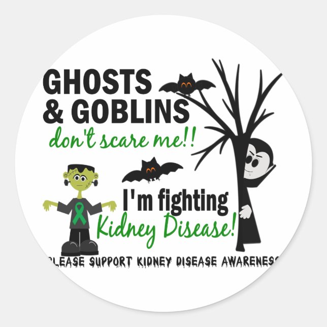 Halloween 1 Kidney Disease Warrior Classic Round Sticker (Front)