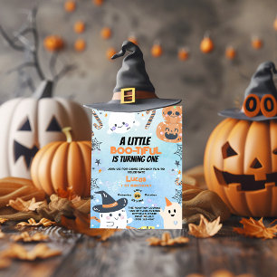 Halloween 1st Birthday Boo-tiful Blue Boy Invitation