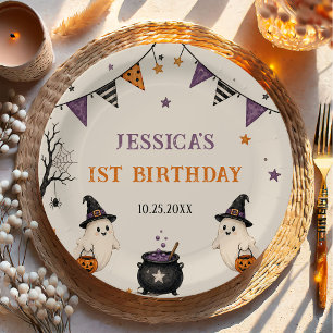 Halloween 1st Birthday Girls Ghost Paper Plate