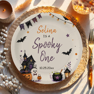Halloween 1st Birthday Girls Ghost Paper Plate