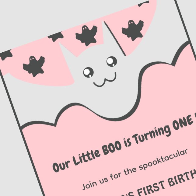 Halloween 1st birthday invitation Ghost Little boo (Halloween-1st-birthday-invitation-Ghost-Little-boo-pink-1)