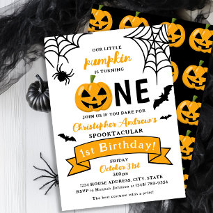 Halloween 1st Birthday Little Pumpkin Invitation