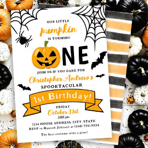 Halloween 1st Birthday Little Pumpkin Invitation