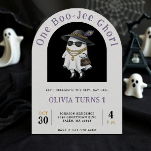 Halloween 1st Birthday Party One Boujee Ghost Invitation