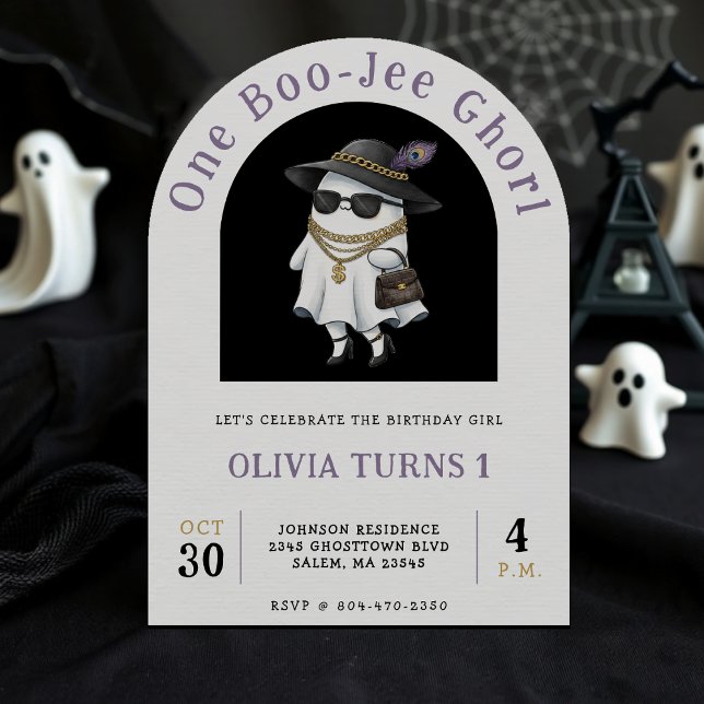 Halloween 1st Birthday Party One Boujee Ghost Invitation (Halloween 1st Birthday Party One Boujee Ghost Invitation
)