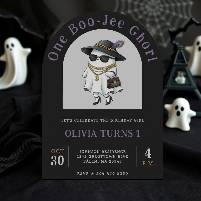 Halloween 1st Birthday Party One Boujee Ghost Invitation (Halloween 1st Birthday Party One Boujee Ghost Invitation
)