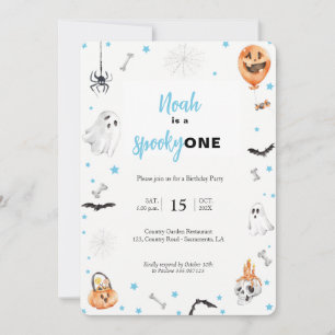Halloween 1st Birthday Pink spooky boy invitation