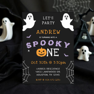 Halloween 1st Birthday Spooky One Ghost Gothic Invitation