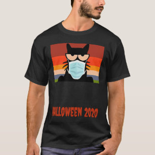 Halloween 2020, Black Cat with Mask T-Shirt