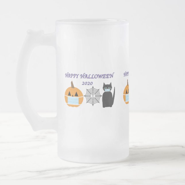 Halloween 2020 frosted glass beer mug (Left)