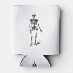 Halloween 2021 skeleton vintage black and white can cooler