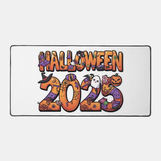 Halloween 2025 – Colourful Cartoon Cutout Sticker Desk Mat (Front)