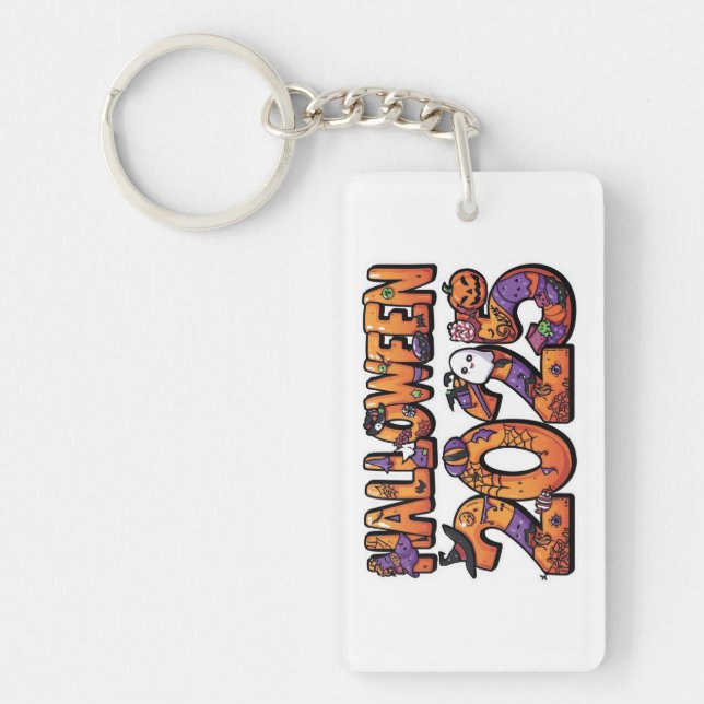 Halloween 2025 – Colourful Cartoon Cutout Sticker Key Ring (Front)
