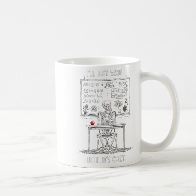 Halloween 2025 Funny Quiet Skeleton Teacher Cute F Coffee Mug (Right)