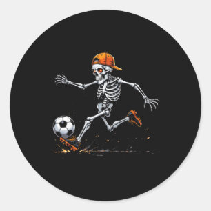 Halloween 2025 Funny Skeleton Soccer Footll Player Classic Round Sticker