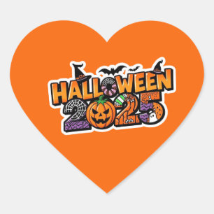 Halloween 2025 Magic – Festive Pumpkin Heart Sticker