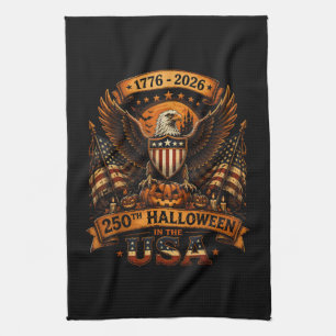 Halloween 250th Anniversary Eagle USA Flag Tea Towel