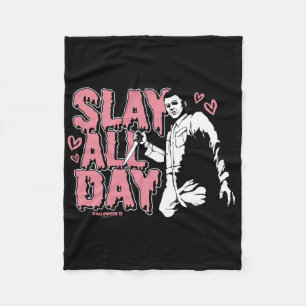 Halloween 2 Valentine's Day Michael Myers Slay All Fleece Blanket