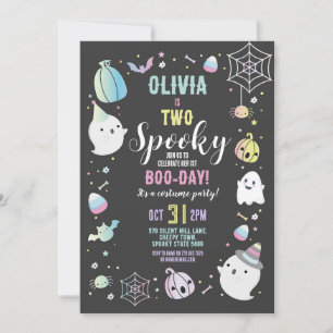 Halloween 2ND Birthday Girls Party Ghosts Pumpkin Invitation