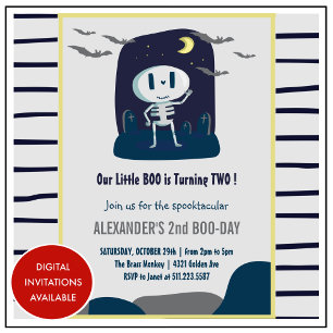 Halloween 2nd birthday invitations cute for kids
