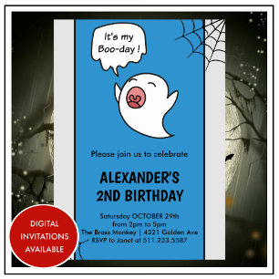 Halloween 2nd birthday invitations spooky boo
