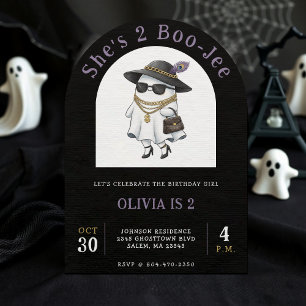 Halloween 2nd Birthday Party Ghost Two Boujee Invitation
