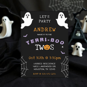 Halloween 2nd Birthday Terri-Boo Twos Ghost Gothic Invitation
